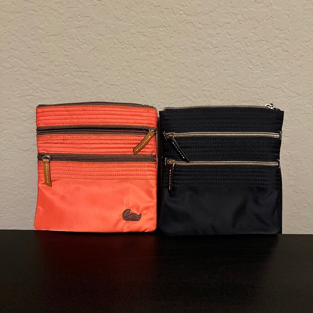 2 DOONEY & BOURKE Nylon Triple Zip Crossbody Bags for ONE PRICE!